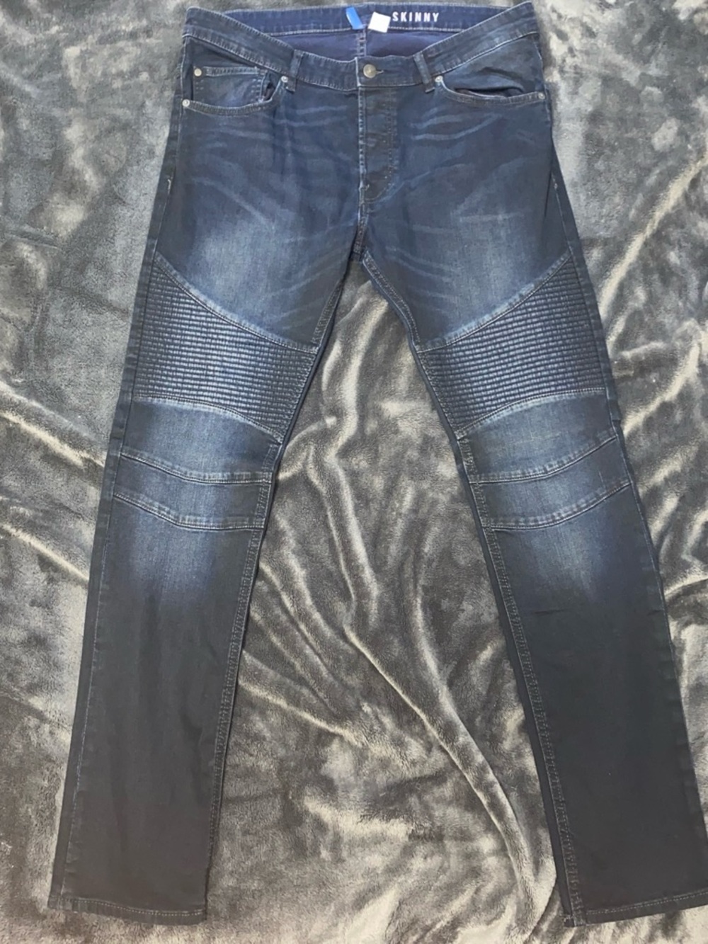 SKINN Men's Washed Black Skinny Moto Jeans